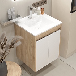 Teymi Тумба с раковиной Netta 50 подвесная дуб/белый – фотография-4