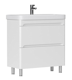 Equil Тумба с раковиной Nice 80 2 ящика напольная белая – фотография-1