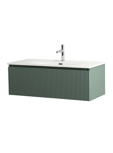 BelBagno Тумба с раковиной Uno 100 с 1 ящиком подвесная Еловый матовый с раковиной BB-8099-100 – фотография-6